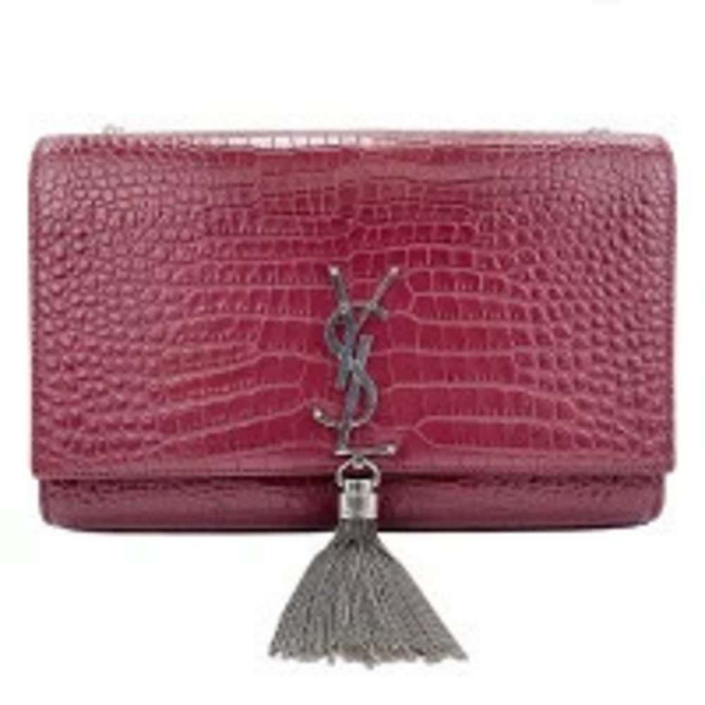 Saint Laurent Yves Kate Tassel Shoulder Bag Wine Red